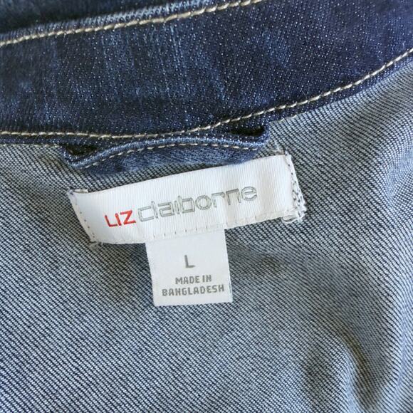 Liz Claiborne sz. Large Denim Jacket Classic durable, mature, fall, winter #4256 - Picture 8 of 10